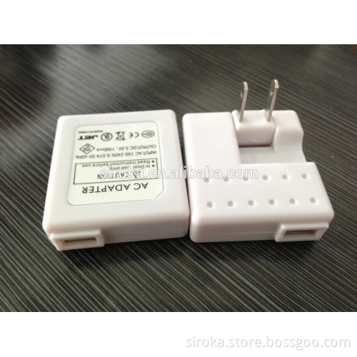 US folding plug ultrathin travel charger input AC100-240V output 5V1000MA